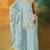 Sky blue heavy fox georgette semi stitched suit with embroidery work