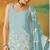 Sky blue heavy fox georgette semi stitched suit with embroidery work