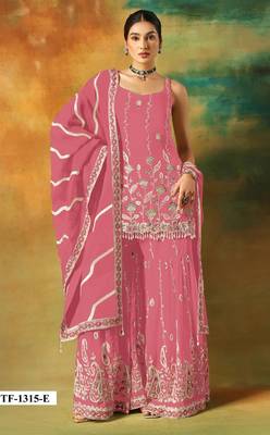 Magenta heavy fox georgette suit with embroidery  1