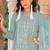 Sky blue naylon organza semi stitched suit with embroidery & mirror  work