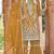 Gold naylon organza semi stitched suit with embroidery & mirror  work