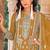 Gold naylon organza semi stitched suit with embroidery & mirror  work