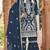 Navy blue naylon organza semi stitched suit with embroidery & mirror  work