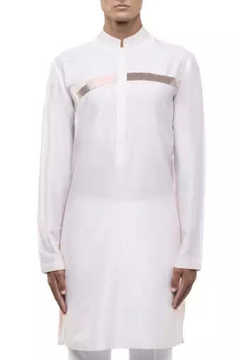 Pink plain silk kurta set