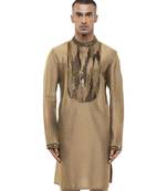 Gold embroidered silk kurta set