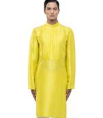Yellow plain silk kurta set
