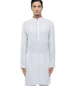 Blue embroidered georgette kurta set