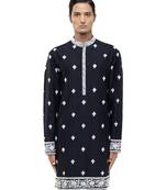 Black embroidered silk kurta set