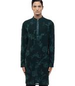 Green embroidered georgette kurta set