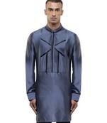 Grey plain silk kurta set