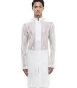 White embroidered organza kurta set
