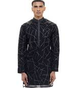 Black embroidered organza kurta set