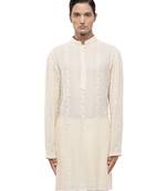 Yellow embroidered georgette kurta set