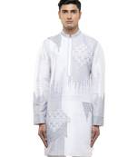 White embroidered silk kurta set