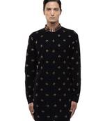 Black embroidered cotton kurta set