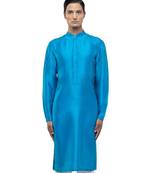 Blue plain silk kurta set