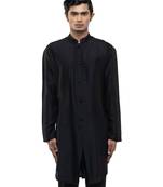 Black plain silk kurta set