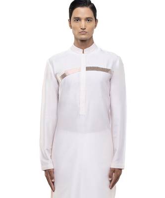 Pink plain silk kurta set 1