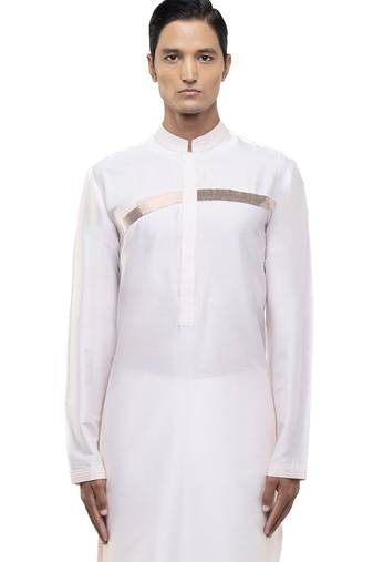 Pink plain silk kurta set