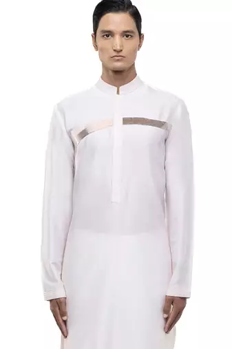 Pink plain silk kurta set
