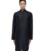 Black plain silk kurta set