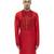 Red embroidered silk kurta set