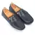 Black solid leather loafers
