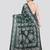 green handloom silk embroidered katha stitch work saree with blouse piece