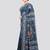 blue handloom silk embroidered katha stitch work saree with blouse piece