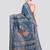 blue handloom silk embroidered katha stitch work saree with blouse piece