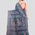 tealblue handloom silk embroidered katha stitch work saree with blouse piece