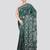 green handloom silk embroidered katha stitch work saree with blouse piece