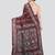 maroon handloom silk embroidered katha stitch work saree with blouse piece