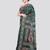 green handloom silk embroidered katha stitch work saree with blouse piece