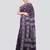 violet handloom silk embroidered katha stitch work saree with blouse piece