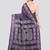 violet handloom silk embroidered katha stitch work saree with blouse piece