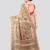beige handloom silk embroidered katha stitch work saree with blouse piece