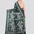 green handloom silk embroidered katha stitch work saree with blouse piece