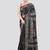 Black handloom silk embroidered katha stitch work saree with blouse piece
