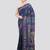 blue handloom silk embroidered katha stitch work saree with blouse piece