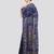 blue handloom silk embroidered katha stitch work saree with blouse piece
