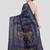 blue handloom silk embroidered katha stitch work saree with blouse piece