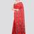 red handloom silk embroidered katha stitch work saree with blouse piece