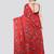 red handloom silk embroidered katha stitch work saree with blouse piece