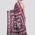 wine handloom silk embroidered katha stitch work saree with blouse piece