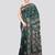 green handloom silk embroidered katha stitch work saree with blouse piece
