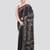 black handloom silk embroidered katha stitch work saree with blouse piece