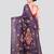 purple handloom silk embroidered katha stitch work saree with blouse piece