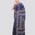 blue handloom silk embroidered katha stitch work saree with blouse piece