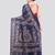 blue handloom silk embroidered katha stitch work saree with blouse piece